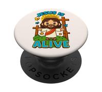 Jesus Is Alive Lindo Christian Kawaii Easter He Is Risen Art PopSockets PopGrip Adhesivo