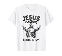 Jesús Is Coming Look Busy Lusige Gráfico Cristiano Camiseta