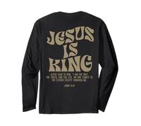 Jesus Is King Bible Verse John 14:6 Christian God (On Back) Manga Larga