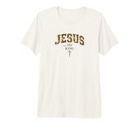 Jesus Is King Cruz de Corona de fe Cristiana Floral Camiseta Premium