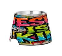 Jesus is King Flag Street Pets Cuencos de agua y comida elevados de acero inoxidable para gatos para amar a las mascotas ralentizan la alimentación