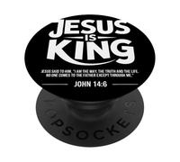 Jesus Is King Juan 14 6 Esperanza Versículo Fe Cristiana PopSockets PopGrip Adhesivo