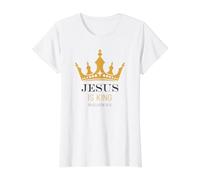 Jesus is King - Revelation 19:16 Christian Faith Graphic Camiseta gráfica económica, Mujer, Blanco, XL