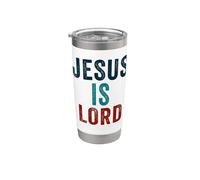 Jesus is Lord - Christian Faith Vintage Born-Again Graphic Vaso térmico de acero inoxidable de doble pared