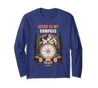 Jesus is My Compass - Proverbs 3:6 Christian Faith Camping Manga Larga