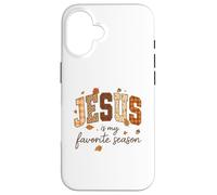Jesus Is My Favorite Season Fall Christian Leopard Plaid Carcasa para iPhone 16