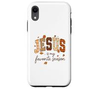 Jesus Is My Favorite Season Fall Christian Leopard Plaid Carcasa para iPhone XR