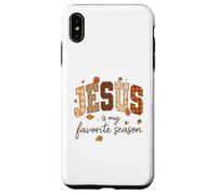 Jesus Is My Favorite Season Fall Christian Leopard Plaid Carcasa para iPhone XS MAX