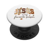 Jesus Is My Favorite Season Fall Christian Leopard Plaid PopSockets PopGrip Adhesivo
