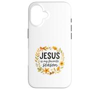 Jesus Is My Favorite Season Fall Wreath Watercolor Carcasa para iPhone 16
