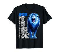 Jesus Is My God Lion of Judah Christian Faith Bible Versículo Camiseta