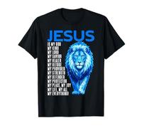 Jesus Is My God Lion of Judah Christian Faith Bible Versículo Camiseta