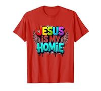 Jesus Is My Homie: Vibrant Rainbow Wings Faith Declaración Camiseta, Hombre, Rojo, 3XL