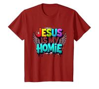 Jesus Is My Homie: Vibrant Rainbow Wings Faith Declaración Camiseta, Niños, Arándano, 2 años