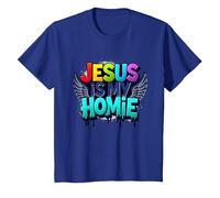 Jesus Is My Homie: Vibrant Rainbow Wings Faith Declaración Camiseta, Niños, Azul Real, 2 años