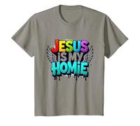 Jesus Is My Homie: Vibrant Rainbow Wings Faith Declaración Camiseta, Niños, Pizarra, 2 años