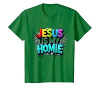 Jesus Is My Homie: Vibrant Rainbow Wings Faith Declaración Camiseta, Niños, Verde Kelly, 2 años