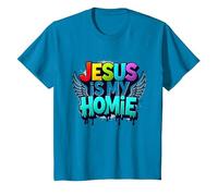 Jesus Is My Homie: Vibrant Rainbow Wings Faith Declaración Camiseta, Niños, Zafiro, 2 años