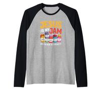 Jesus Is My Jam and Im Here To Spread Christian Bible Versículo Camiseta Manga Raglan