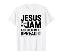 Jesus Is My Jam and I'm Here To Spread It Camiseta gráfica económica, Hombre, Blanco, L