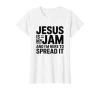 Jesus Is My Jam and I'm Here To Spread It Camiseta gráfica económica, Mujer, Blanco, XS