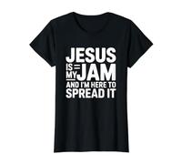 Jesus Is My Jam and I'm Here To Spread It Camiseta gráfica económica, Mujer, Negro, L