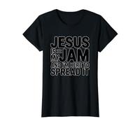 Jesus Is My Jam and I'm Here To Spread It Camiseta gráfica económica, Mujer, Negro, XS