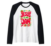 Jesus is My Jam Cute Christian Strawberry Faith Camiseta Manga Raglan