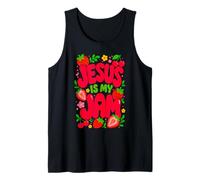 Jesus is My Jam Cute Christian Strawberry Faith Camiseta sin Mangas
