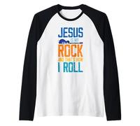 Jesus Is My Rock and That Is How I Roll Cristiano Camiseta Manga Raglan