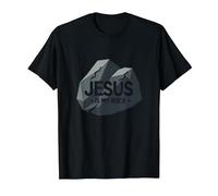 Jesus Is My Rock: Gráfico Cristiano Inspirador, Jesús Camiseta, Hombre, Negro, M