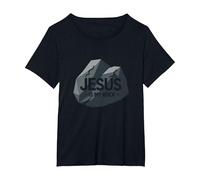 Jesus Is My Rock: Gráfico Cristiano Inspirador, Jesús Camiseta, Mujer Tallas Grandes, Negro, 4XL Grande