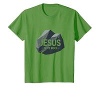 Jesus Is My Rock: Gráfico Cristiano Inspirador, Jesús Camiseta, Niños, Hierba, 6 años