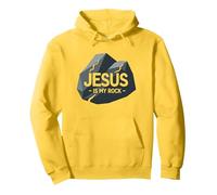 Jesus Is My Rock: Gráfico Cristiano Inspirador, Jesús Sudadera con Capucha, Unisex para Adultos, Limón, M