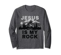 Jesus is My Rock - Psalm 62:6 Christian Faith Bible Verse Manga Larga