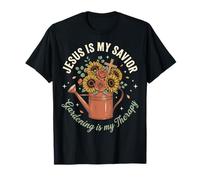Jesus Is My Savior Gardening Is My Therapy Iglesia Camiseta