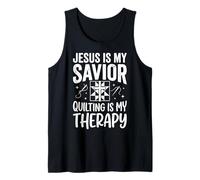 Jesus Is My Savior Quilting Is My Therapy Iglesia Camiseta sin Mangas