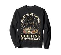 Jesus Is My Savior Quilting Is My Therapy Iglesia Sudadera