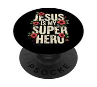 Jesus is my Super Hero Christians Bible Religious PopSockets PopGrip Adhesivo