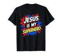 Jesus Is My Superhero Christian God Religious Comic Kids Boy Camiseta