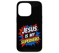Jesus Is My Superhero Christian God Religious Comic Kids Boy Carcasa para iPhone 13 Pro