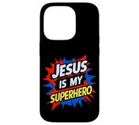 Jesus Is My Superhero Christian God Religious Comic Kids Boy Carcasa para iPhone 14 Pro
