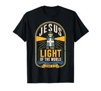 Jesus is The Light of The World John 8:12 Christian Verse Camiseta gráfica económica
