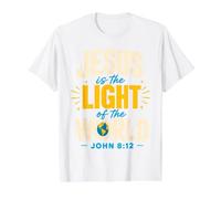 Jesus is The Light of The World John 8:12 Christian Verse Camiseta gráfica económica, Hombre, Blanco, L