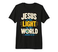 Jesus is The Light of The World John 8:12 Christian Verse Camiseta Premium