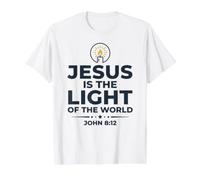 Jesus Is The Light of The World Shirt John 8:12 Bible Verse Camiseta gráfica económica, Hombre, Blanco, S