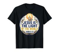Jesus Is The Light of The World Shirt John 8:12 Christian Camiseta gráfica económica