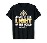Jesus Is The Light of The World Shirt John 8:12 Christian I Camiseta gráfica económica, Hombre, Negro, M