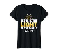 Jesus Is The Light of The World Shirt John 8:12 Christian I Camiseta gráfica económica, Mujer, Negro, S