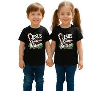 Jesus is The Reason for The Season Bastón de caramelo con muérdago | Navidad Christmas X-Mas Camiseta infantil, Negro , 104